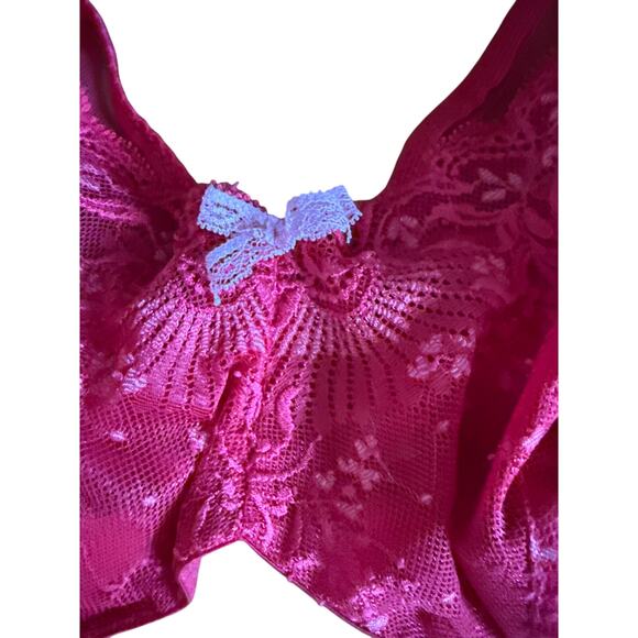 Victorias Secret Sz 36DDD Full Coverage Lace Bra Red Floral Feminine - Picture 3 of 8